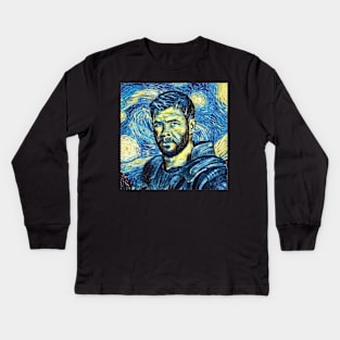 Thor Van Gogh Style Kids Long Sleeve T-Shirt